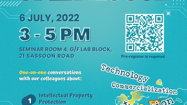 Technology Transfer Office OPEN HOUSE | 6 July, 3 - 5 pm (Wed), HKUMed Campus
